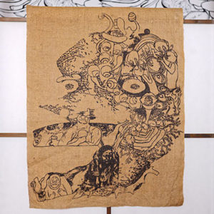 Linen fabric with a face printed